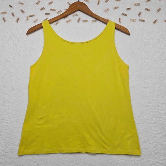 Eileen Fisher Yellow Organic Cotton Lycra Tank Top Women's Size S Sleeveless - Picture 11 of 12